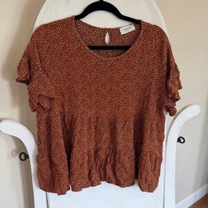 Orange Creek Brown Textured Blouse